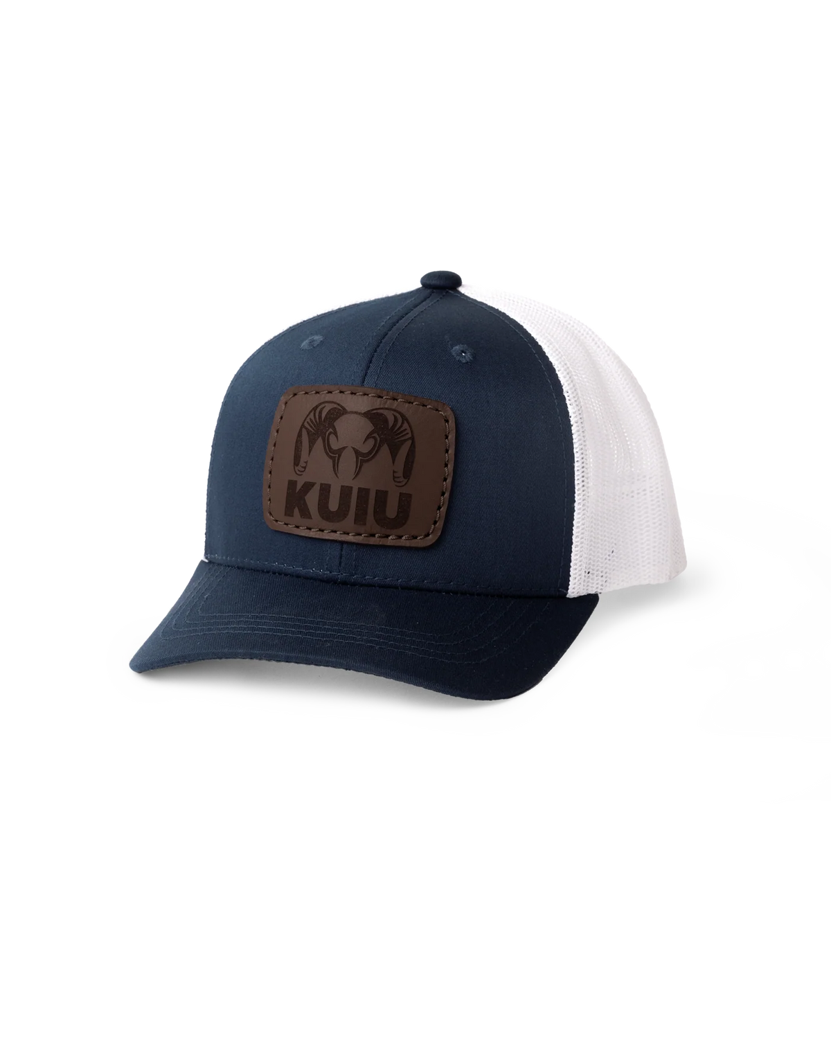 Youth Leather Patch Mesh Back Hat | Navy/White